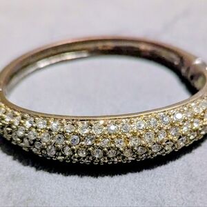 Gold and Silver Hinged Bangle Bracelet